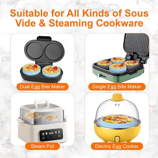 Äggbitsformar i silikon, 4-pack BPA-fria diskmaskinssäkra koppar för äggbitsmaskiner, airfryers, Instant Pots, mikrovågsugnar, 10 cm
