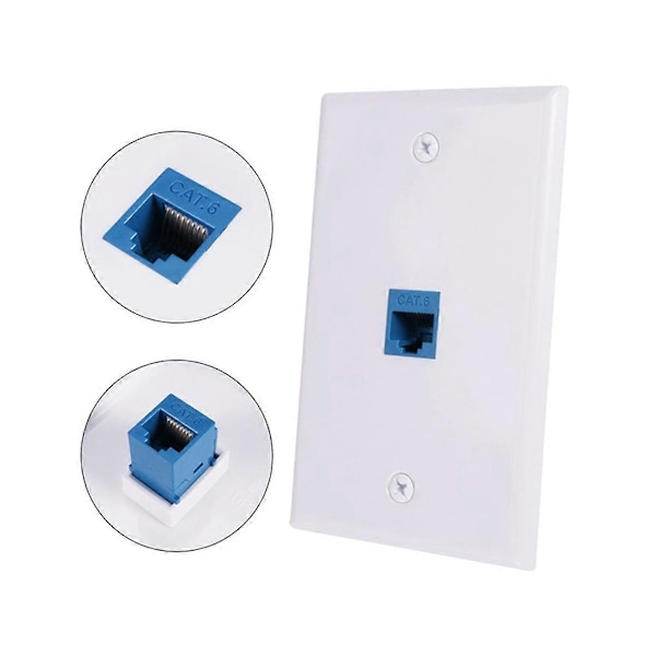 CASA 5 stk Cat6 Ethernet Veggplate Uttak 1 Port RJ45 Nettverk Hunn til Hunn Veggkoblingsplate