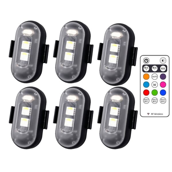 8 Farver LED Strobelys Flylys 6 stk