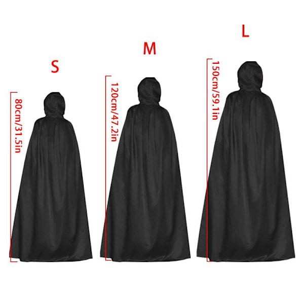 1 stk. Spooky Halloween Kappe Unisex Hættekappe Cosplay Party Djævel & Hexe Cosplay Kostume Black 80cm