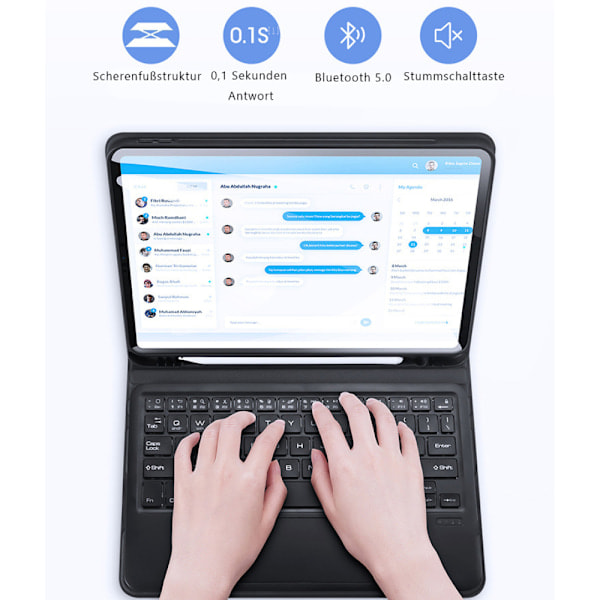 Tangentbord för nya iPad Pro 12.9 2021/2020/2018, QWERTY bakgrundsbelyst trådlöst Bluetooth-tangentbordsfodral för iPad Pro 12.9 tum 5:e/4:e genera...