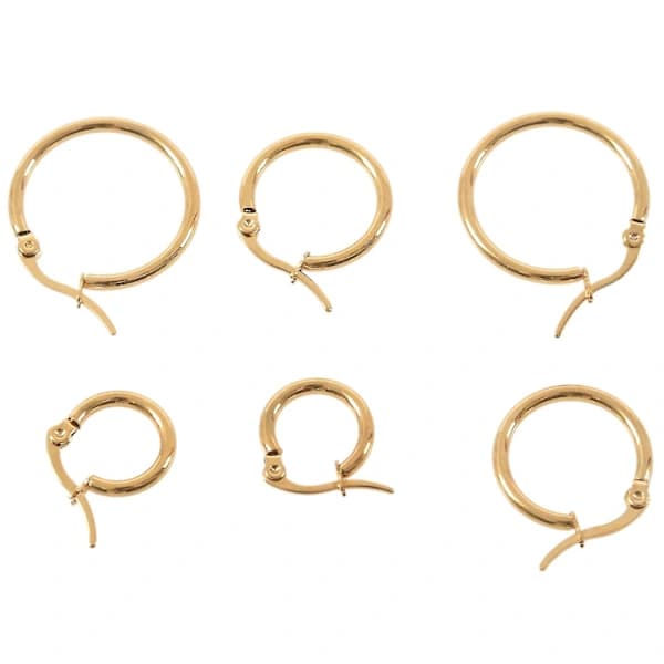 3 Par 15mm 20mm 25mm Rustfrie Stål Hoop Øredobber Sett