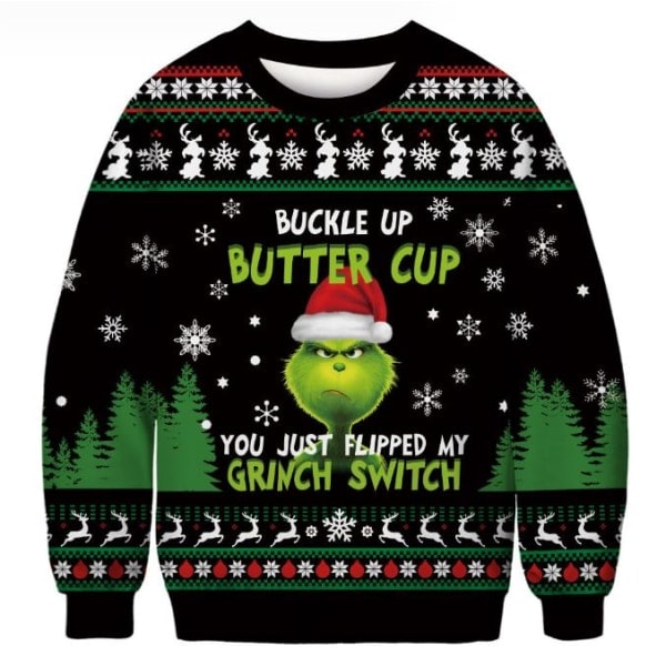 Grinch Jultröja Par Rund Hals Unisex Långärmad D 3XL