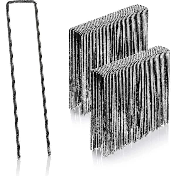 100-pack Markankare Galvaniserade U-formade Markankare för Trädgård, Ull, W