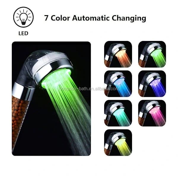 Dusjhode, 7 farger LED, bad Spa LED-dusjhode