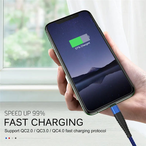 CASA USB-kabel kompatibel med iPhone 11 12 13 14 Pro X XS Max 6 7 8 Plus SE Apple iPad Hurtigopladningsledning Original Mobillader Datakabel sort