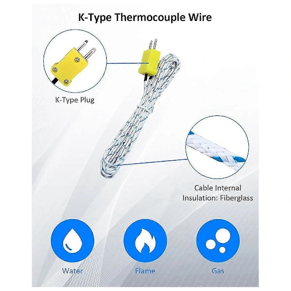 10st 3 meter K Typ Mini-kontakt Termoelement Temperaturprobsensor -50-350c Temperatursensor