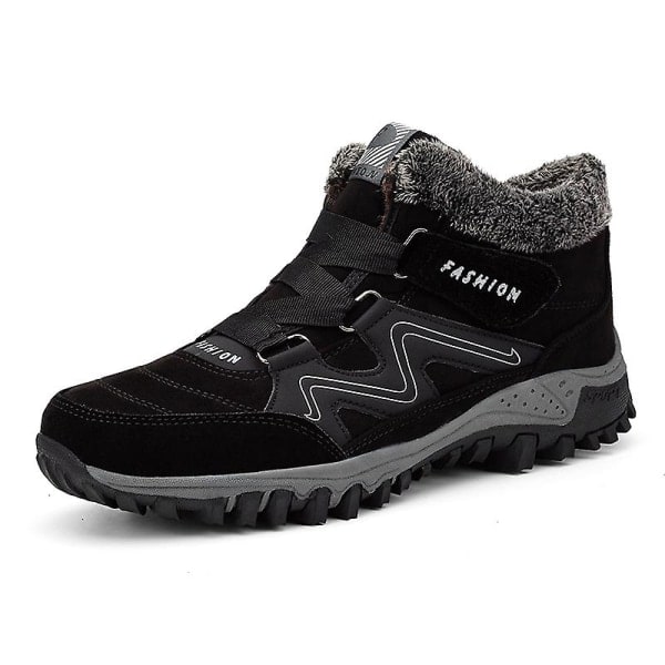Vandrestøvler til mænd og kvinder, vandtætte, skridsikre sneakers med pelsforing, vintervarme sko 2K6137 Sort 47