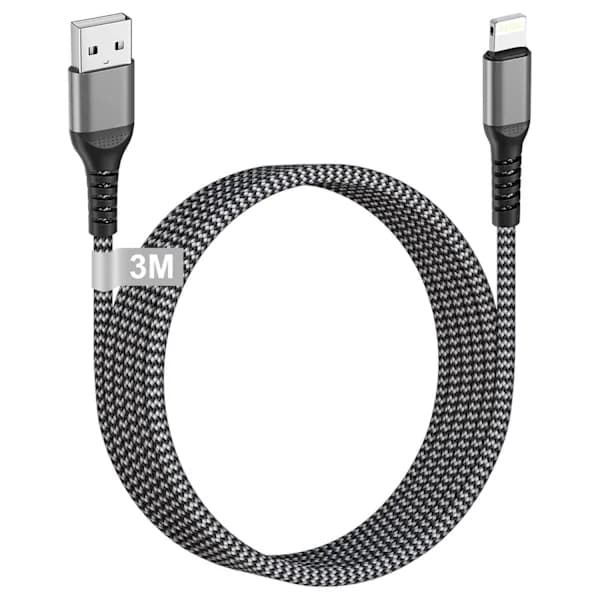 2025 Seneste Model iPhone Ladekabel 3M [MFi-Certificeret], USB til Lightning Kabel 3M Lang iPhone Ladekabel Hurtigopladningskabel Nylon