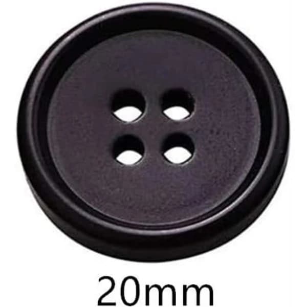 [CA] 20-pakning Svarte Resin 20mm Runde Knapper med 4 Hull