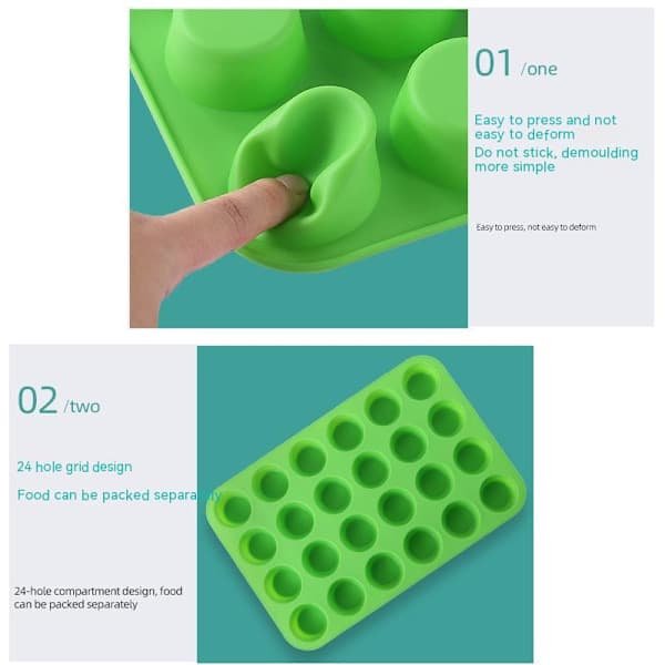 Mini Silikonmuffinsform, 24 Koppar Mini Muffinsform Gratis och Diskmaskinssäker, Non-Stick Silikon Bakform