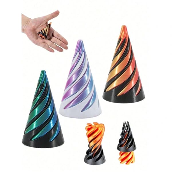 1 x Vendbar Spiral Cone 3D Leke Skrivebordsdekorasjon Perfekt Gave til Bursdagsfest