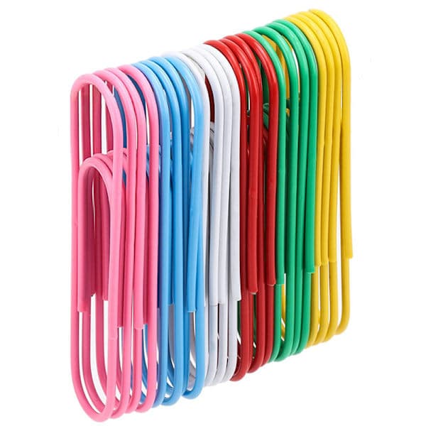 30 kpl 10 cm suuria paperiliittimiä - 6 väriä per väri