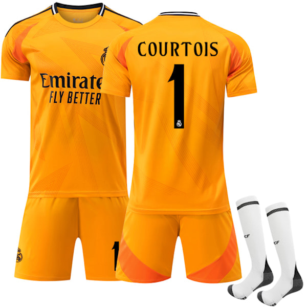 24-25 Real Madrid Udebanebørn Fodboldtrøje nr. 1 COURTOIS Kids 20 (110-120cm)