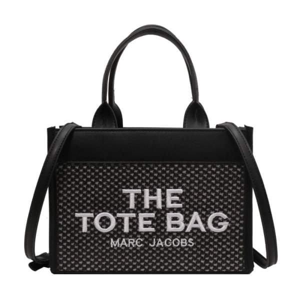 CASA Vevd veske med stor kapasitet veske håndveske crossbody veske Stråveving svart the tote bag Stråveving svart the tote bag