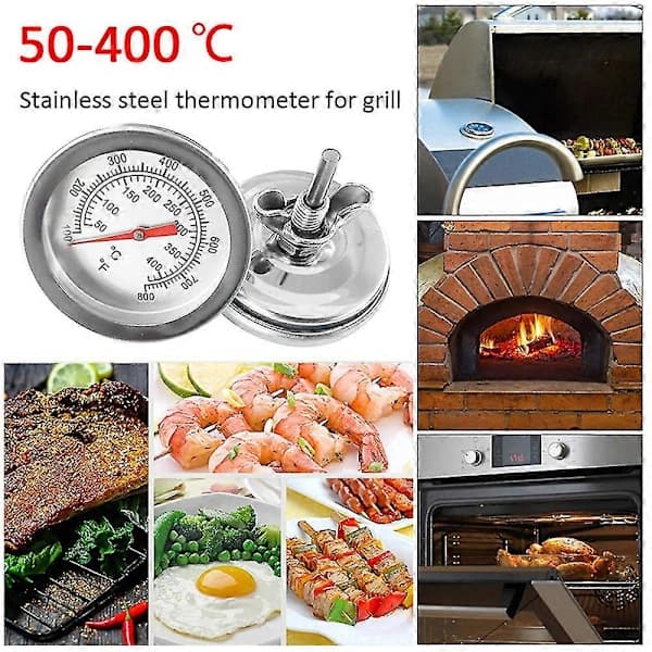 BBQ Grilltermometer 2-pack 50-400°F, Rostfritt stål Röktermometer Vattentät Ugn Kött Matlagning