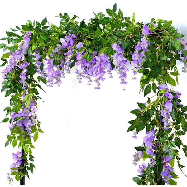 2 stk. Kunstig Wisteria Vinstokke Guirlande Planter Blomster Kunst til Ceremoni Hjem Bryllupsdekoration Lilac