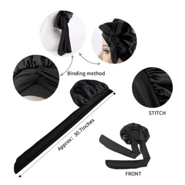 Siden Bonnet Naturligt lockigt hår Sova Satin Bonnet röd red