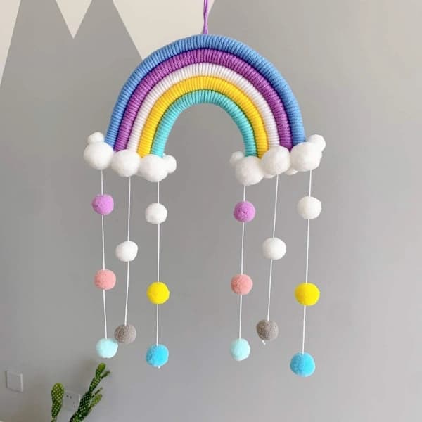 Rainbow väggbonad, heminredning, dekorativ handvävd gobeläng