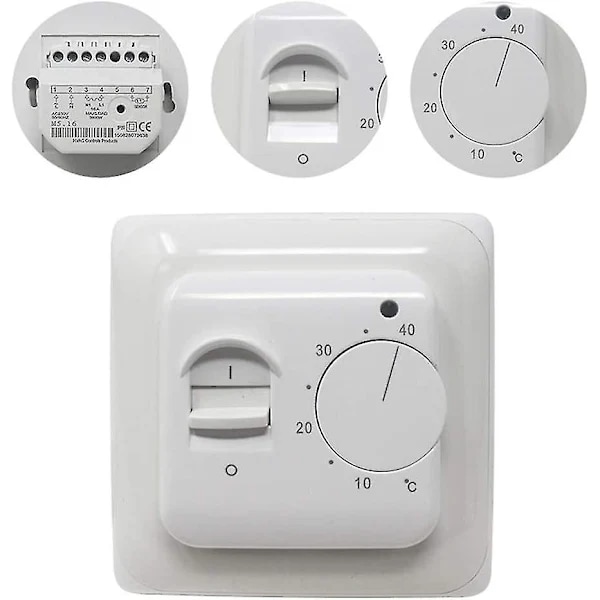Programmerbar golvvärmetermostat med sensor, 220V 16A, A+++ Energi