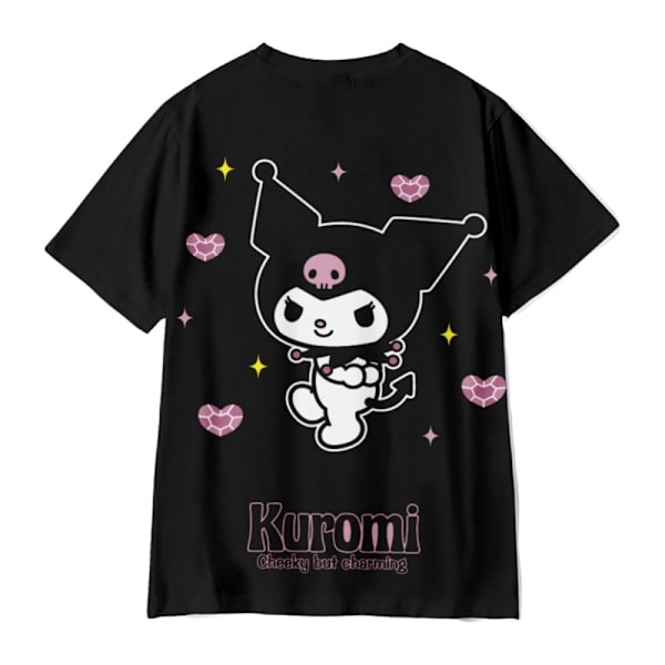 Kuromi T-shirt med korta ärmar och rund hals för barn och tonåringar, tecknad serie, casual toppar, sommar B 150cm