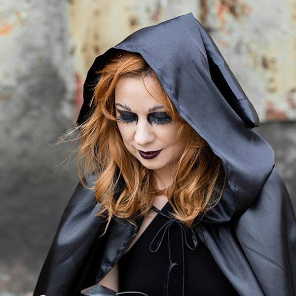1 stk. Spooky Halloween Kappe Unisex Hættekappe Cosplay Party Djævel & Hexe Cosplay Kostume Black 150cm