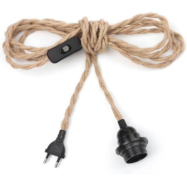 Hamprep Lysekrone 4,5m Kabel, E27 Sokkelbryter med Glødelampeledning