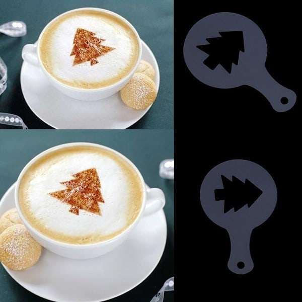 2 sæt (sæt med 16) Fancy Kaffe Stemplingsmodeller Tykkere Kaffe Mælkeskum Spray Stencils（CA)