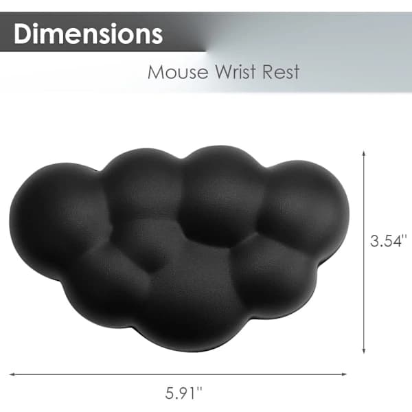 Håndledsstøttepude til mus Ergonomisk Blødt PU Læder Memory Foam Smertelindring til Håndleddet Musemåtte med Skridsikker Base (Sort)[ca]