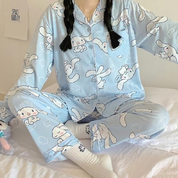 Sanrios Kawaii Pyjamas Cinnamoroll Sød Tegneserie Koreansk Sovesal Hjemtøj Kæreste Gave - Perfekt 80-100catty