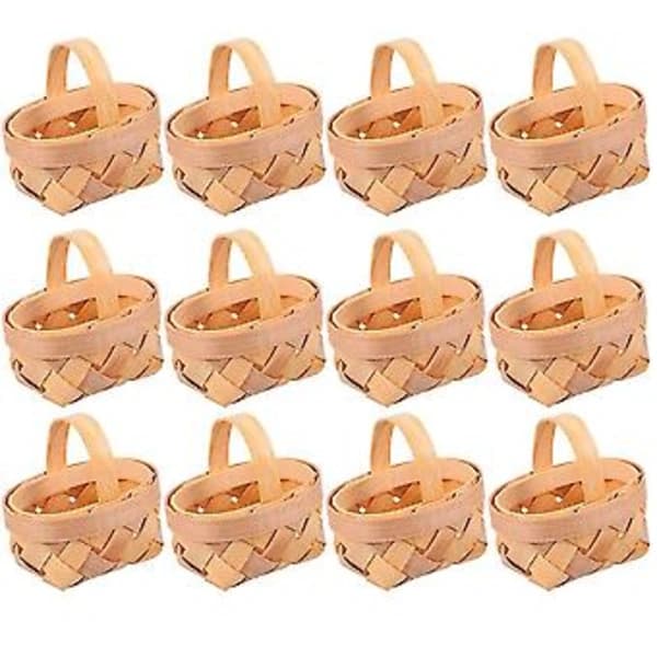 Mini Träkorgar 12-pack Handvävda Förvaringsbehållare