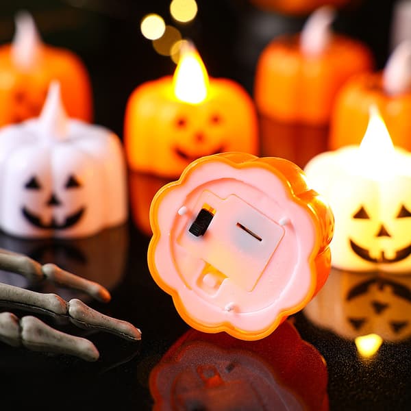 2 stk. gresskarlykt, Halloween LED elektronisk gresskarlykt