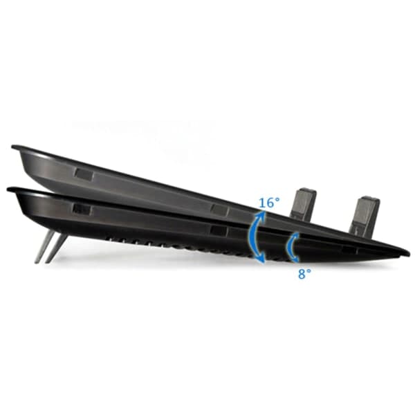Metalpanel Dobbeltblæser Notebook Køler Høj Hastighed Støjsvag Laptop Køleplade Slank Stativholder til 14 Tommer PC Computer Sort
