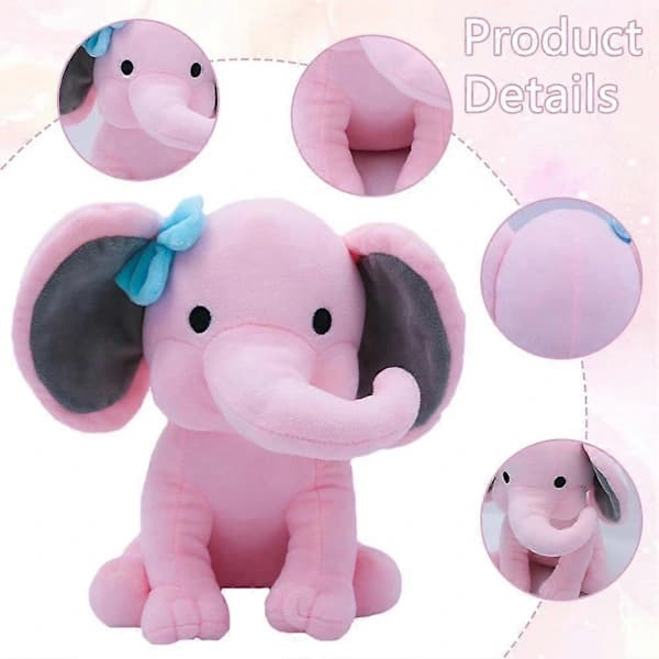 Rosa Tecknad Elefant Mjukdjur 25cm