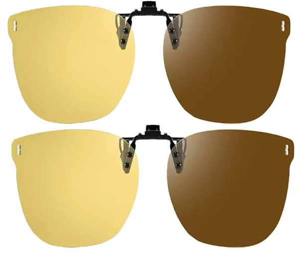 Clip-on solglasögon 2-pack polariserade uppfällbara UV-skydd för förare och utomhusbruk Unisex Variabel nyans