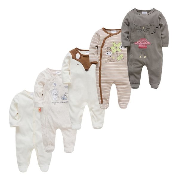 Våren Baby Pyjamas Jenter Gutter Jumpsuit 123% Bomull Pustende Myk Jumpsuit Kaffe 9-12M coffee 9-12M