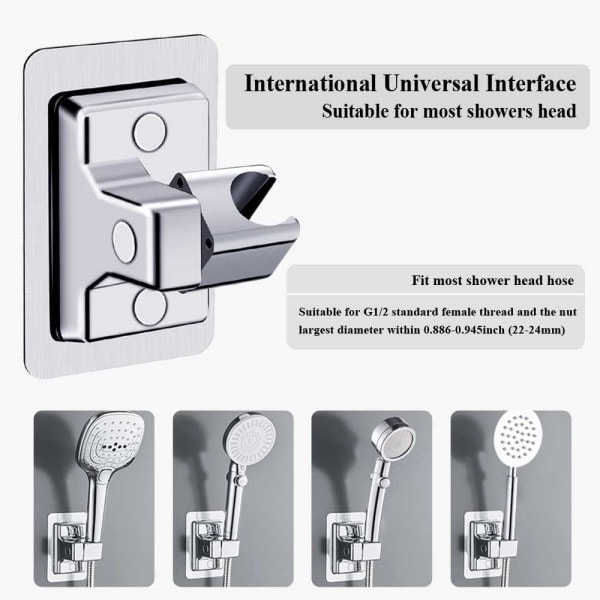 Brusehovedholder, 360° Justerbar Vinkel Bruseholder, Solid ABS Bruseholder, Ingen Boring, Universel Vægmontering, Plast