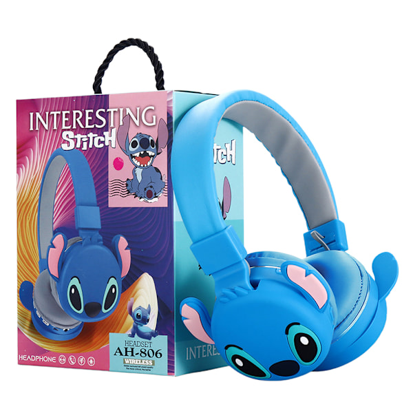 Lilo & Stitch Barn Vikbare Trådløse Hodetelefoner Øreputer Headset Hodetelefoner Gave Blue