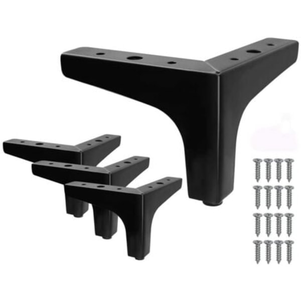 Ulisem Set med 4 Sängben i Metall i Triangelform - Svart, Höjd 10 cm.ca