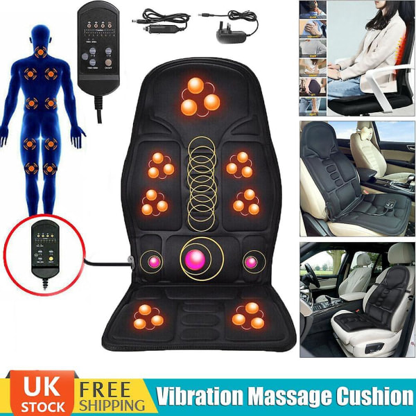 8-läges Full Ryggmassage Sittdyna Bilstol Säte Pad Matta Nackvärmekudde