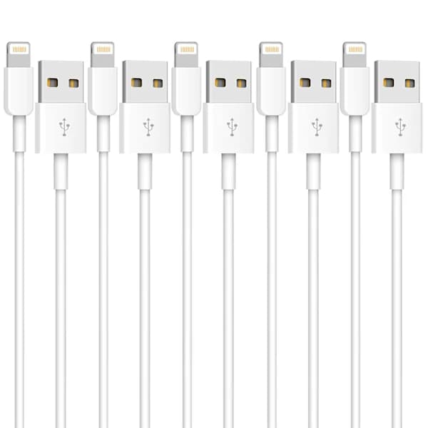 5-pack (2 m) iPhone Laddningskabel Lång Lightning-kabel Snabbladdningssladd Höghastighetsdata Synkroniserings USB-kabel