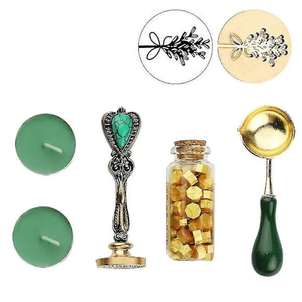Lakk Segl Voks Segl Stempel Kit, Forsegling Messing Stempler Gaveeske Sett For Bryllupsinvitasjon Brevpakking