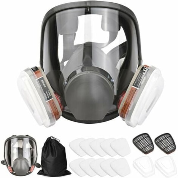 Helmask 16-i-1 Silikonhelmask Komplett mask + filter filterbox bomull 7-delars set för att förhindra ammoniak.ca