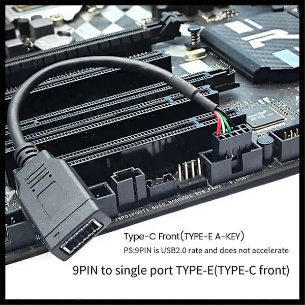 USB 9PIN til Type-C Frontpanelkabel USB 9PIN til TYPE-E KEY-A Adapterkabel USB Frontpaneladapter