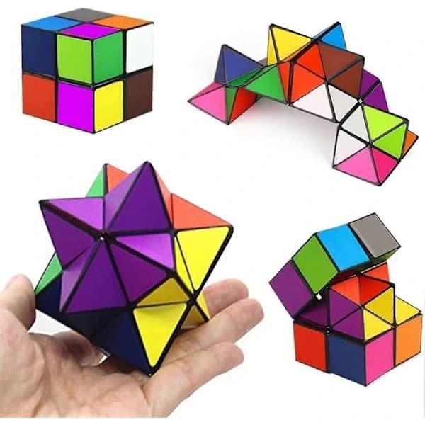 Magic Star Cube, SHONCO 2 i 1 Combo Infinity Cube Legetøj Transformerende Geometrisk Puslespil 3D Montering Fidget Stress Angstlindring Magiske Pusle...