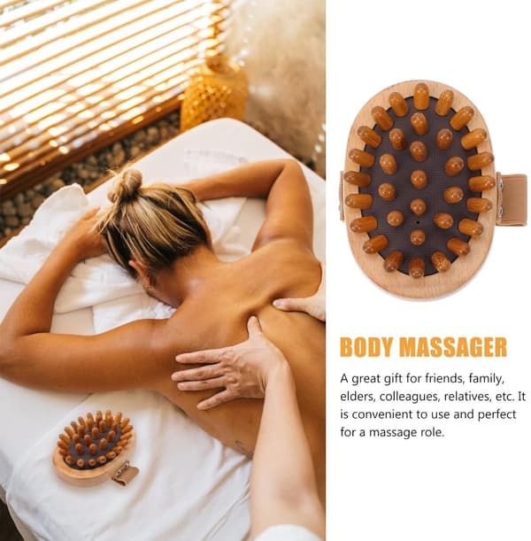 Cellulite Massagebørstesæt, 2-delt Naturlige Trækropsruller Med Ergonomisk Greb Til Ben, Hals Og Daglig Tørbørstning