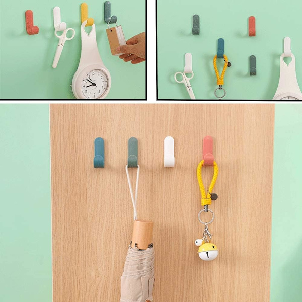 12 Self-Adhesive Hooks Wall Hanging Plastic Creative Cute J-Shaped Hooks Powerful Self-Adhesive Hooks for General Use