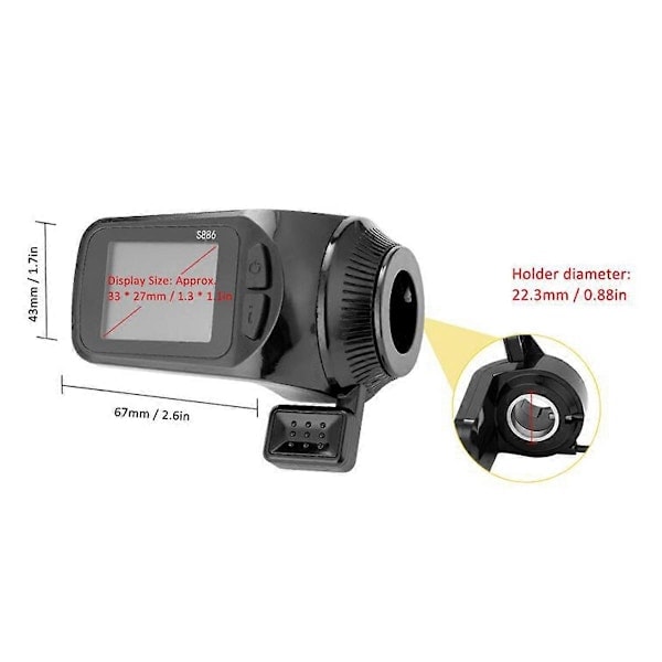 24V/36V/48V S886 Ebike LCD Display Panel Tumgas til Elcykler E-Scooter[D]