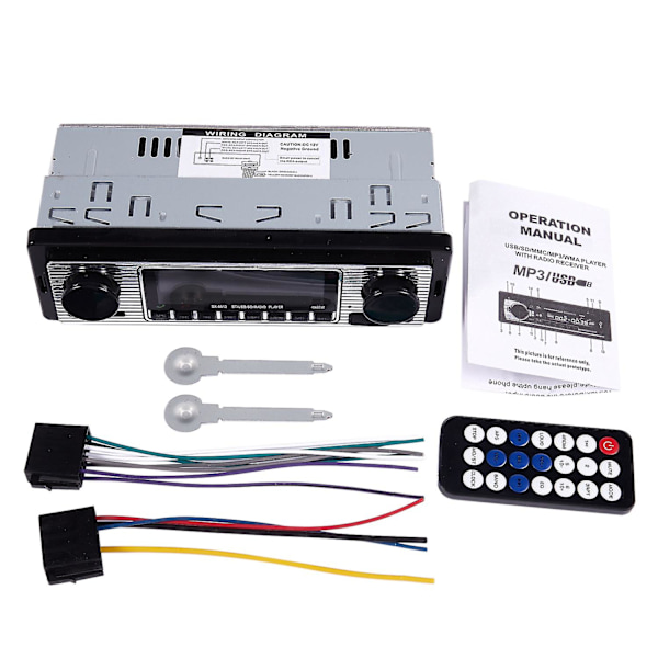 Bluetooth Vintage Bilradio, MP3-spiller Stereo, USB AUX Klassisk Bilstereo Lyd—ca