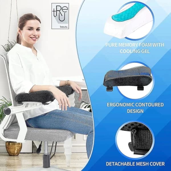 Ergonomiske armlenputer for kontorstol, albuestøttepute for data-, spill- og skrivebordsstoler
